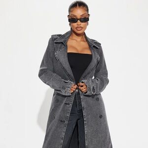 Can't Blame Me - Black Denim Trench